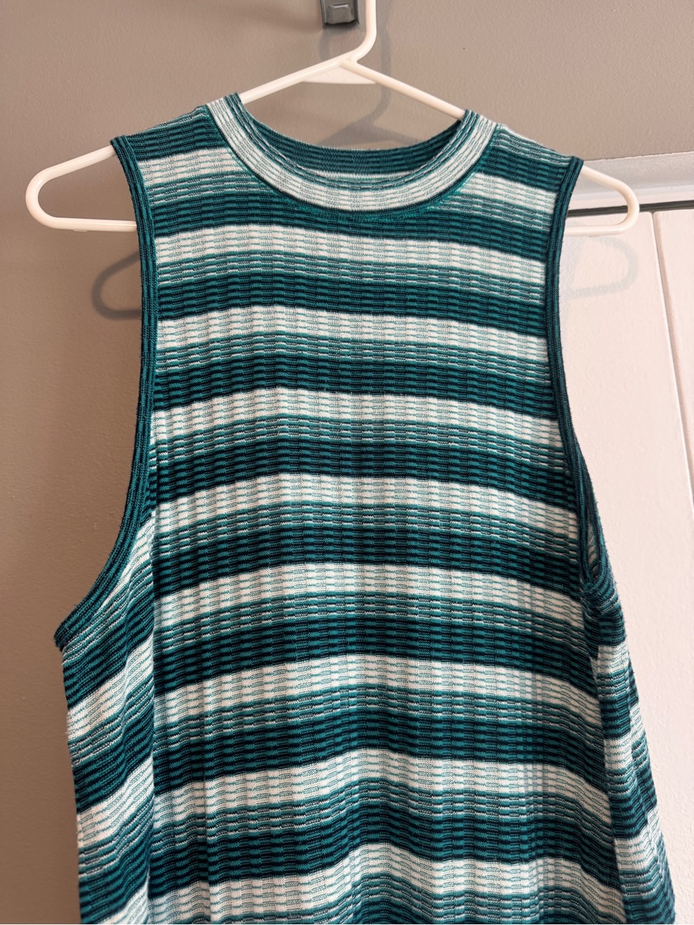 Teal & White Striped Sleeveless Pocket Tunic Dress size 1X - Picture 4 of 10